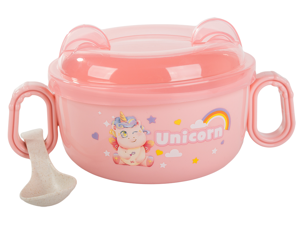 Barošanas piederumu komplekts bērnu pārtikas bļoda ar rokturiem un karoti