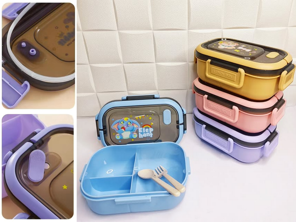 Pusdienu kastes brokastu trauks pusdienām ar nodalījumiem galda piederumiem