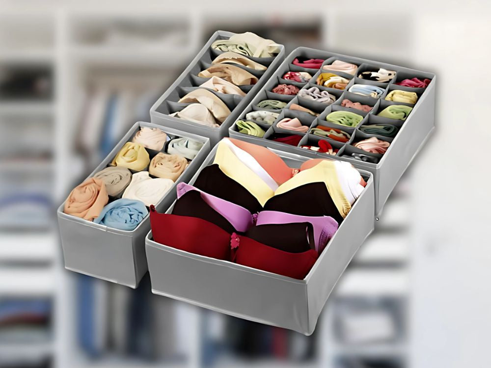 Apakšveļas organizatora zeķu atvilktņu skapīša kastīšu komplekts (4 daļas)