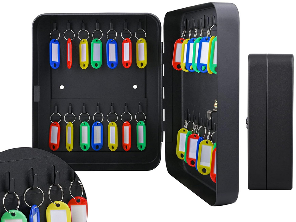 Atslēgu seifs metāla korpusā, aizslēdzams 20 atslēgu pakaramajiem ar āķiem