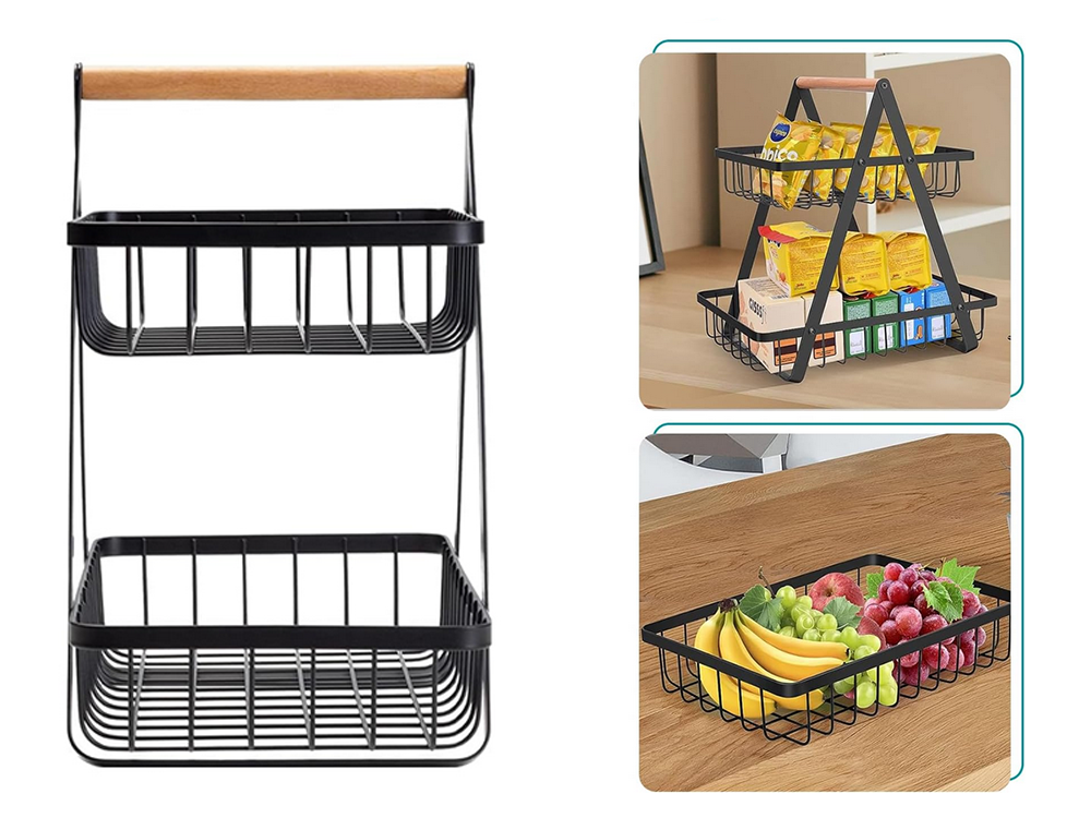 Virtuves plaukts bēniņu virtuves organizators ar grozu