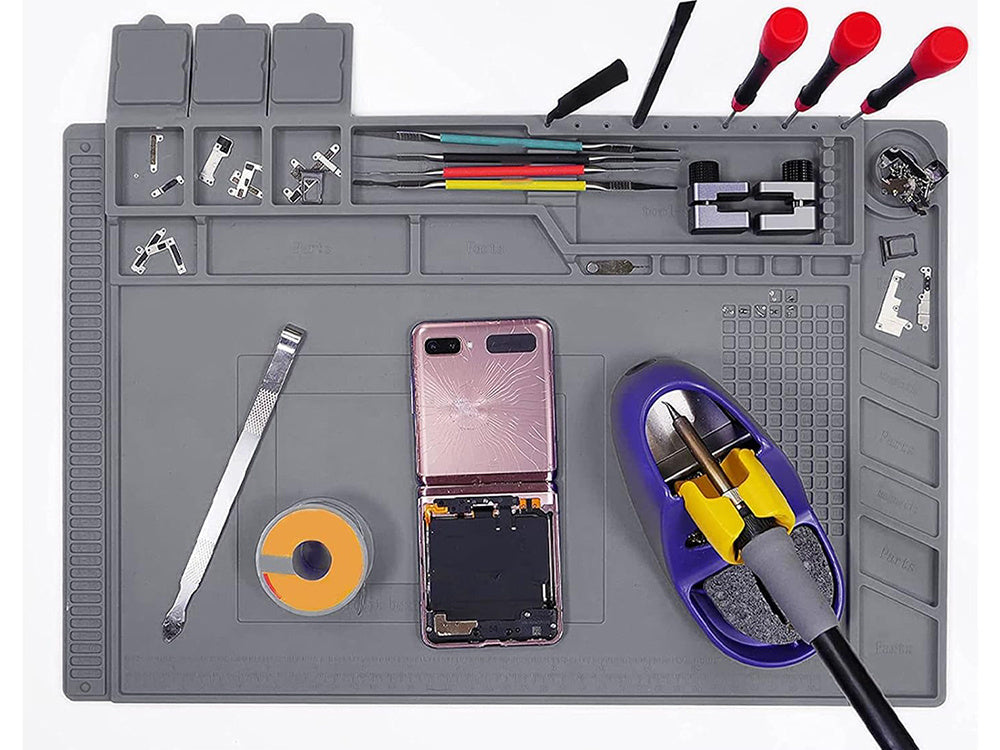 Silikona servisa paklājiņš lodēšanas organizatoram, liels paliktnis, 30x45 magnēts