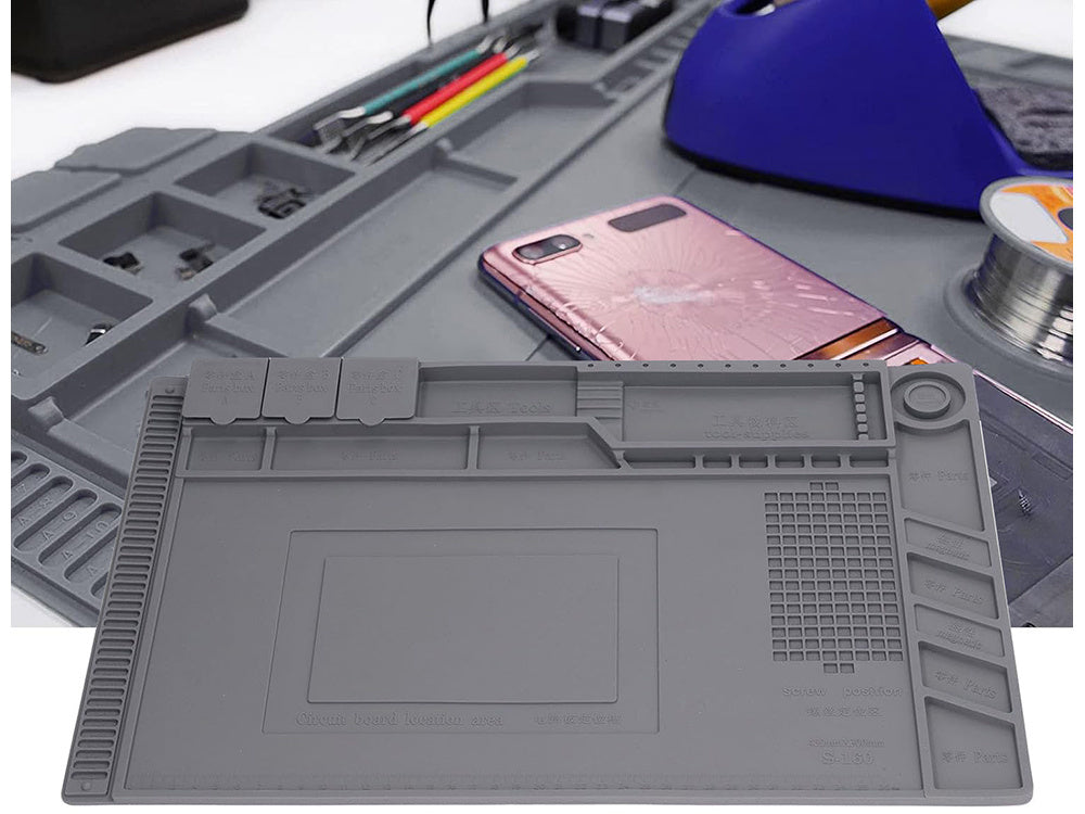 Silikona servisa paklājiņš lodēšanas organizatoram, liels paliktnis, 30x45 magnēts