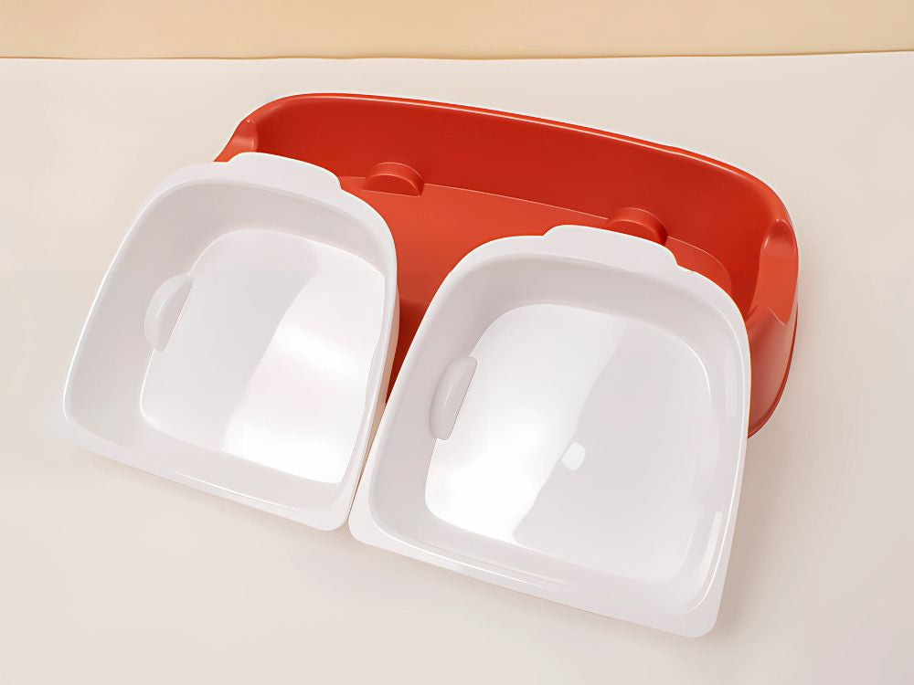 Dubultā bļoda suņiem, kaķiem, noņemamas, lielas plastmasas ūdens un barības bļodas