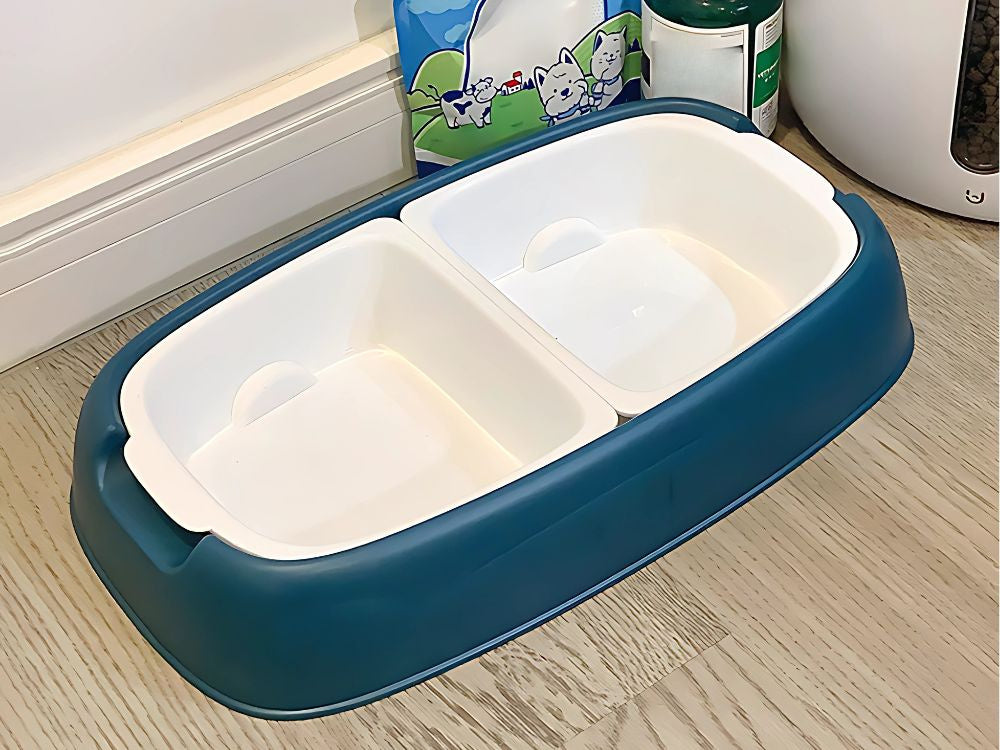 Dubultā bļoda suņiem, kaķiem, noņemamas, lielas plastmasas ūdens un barības bļodas