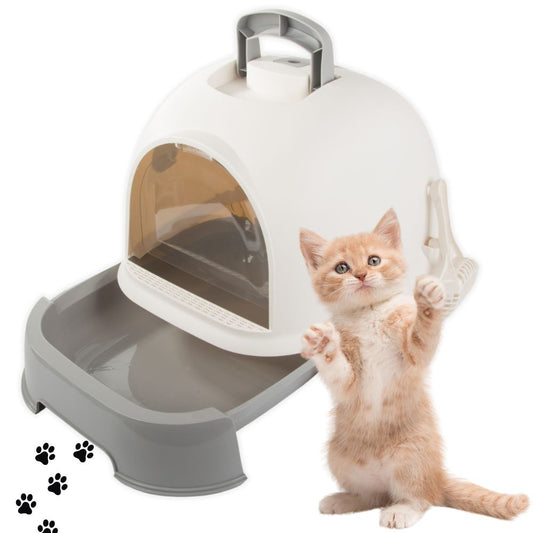 Kaķu pakaišu paplāte, liela, aizvērta, paredzēta kaķu pakaišu lāpstai, izturīga un izvelkama