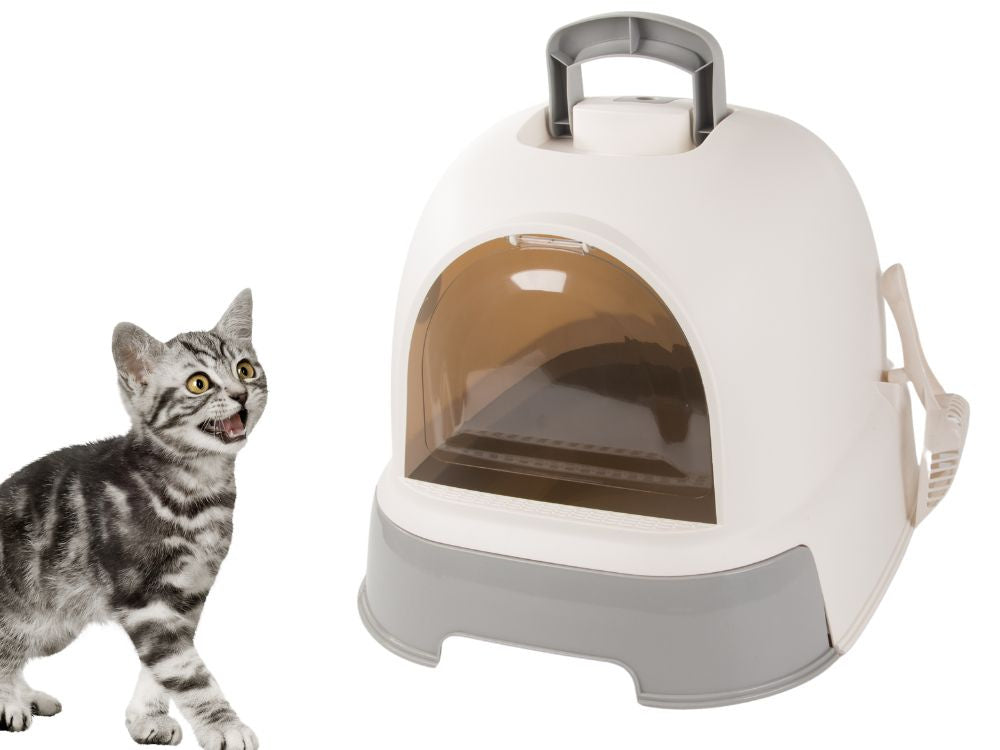 Kaķu pakaišu paplāte, liela, aizvērta, paredzēta kaķu pakaišu lāpstai, izturīga un izvelkama