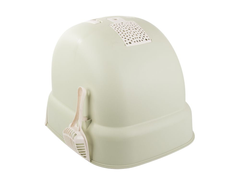 Kaķu pakaišu paplāte, liela, aizvērta, paredzēta kaķu pakaišu lāpstai, izturīga un izvelkama