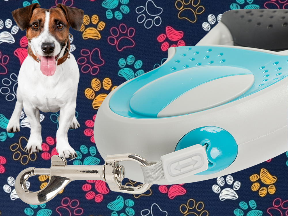 Automātiska pavada 5 m gara sunim līdz 20 kg ar spēcīgu un garu slēdzeni