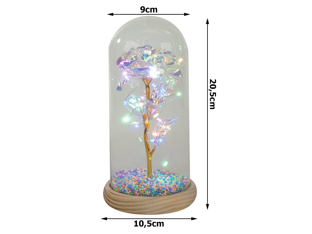 Mūžīgā roze stikla LED gaismas stikla kastītē sieviešu dienā