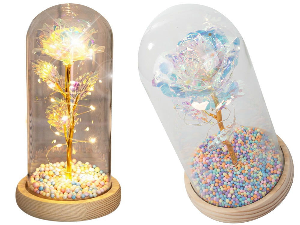 Mūžīgā roze stikla LED gaismas stikla kastītē sieviešu dienā