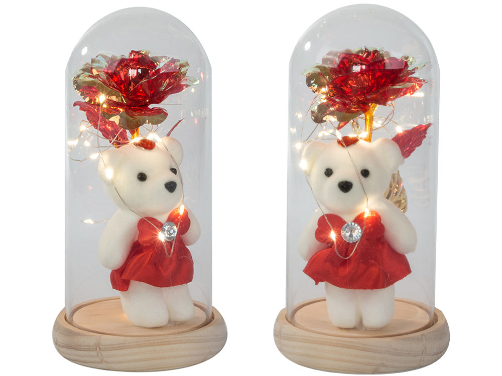 Mūžīgā roze stikla LED gaismas stikla kastītē sieviešu dienā