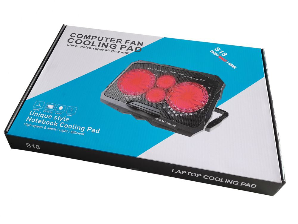 Klēpjdatora dzesēšanas paliktnis ar regulējamu LED apgaismojumu un USB portu