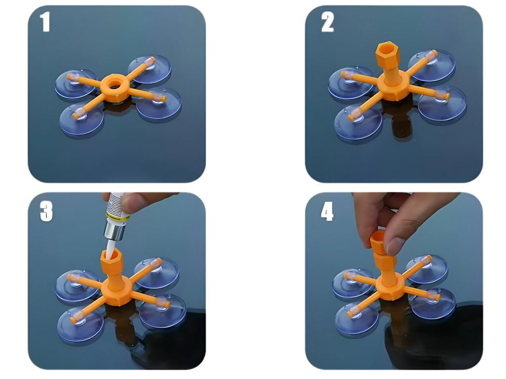 Vējstikla remonta komplekts, šķembu plaisāšana, stikla līme