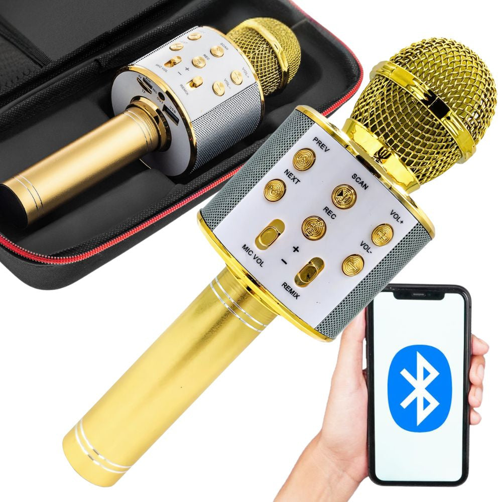 Bezvadu mikrofons Bluetooth karaoke skaļrunis apaļš ar korpusu, dažādi režīmi