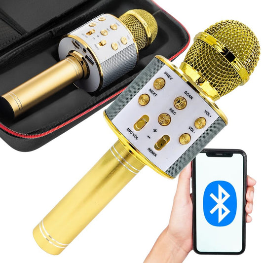 Bezvadu mikrofons Bluetooth karaoke skaļrunis apaļš ar korpusu, dažādi režīmi
