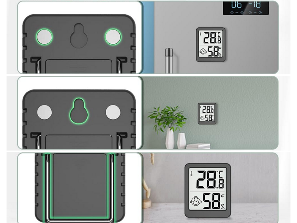 Digitālais termometrs ar mini laika staciju, istabas higrometrs, akumulatora magnēts