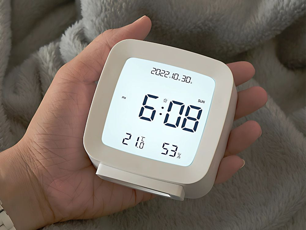 Modinātājs ar datumu un temperatūru, atlikšanas funkciju, LCD mitrums gaisā
