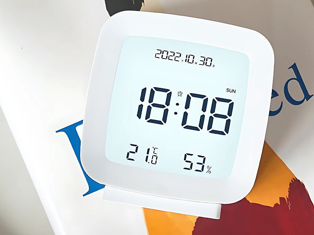 Modinātājs ar datumu un temperatūru, atlikšanas funkciju, LCD mitrums gaisā