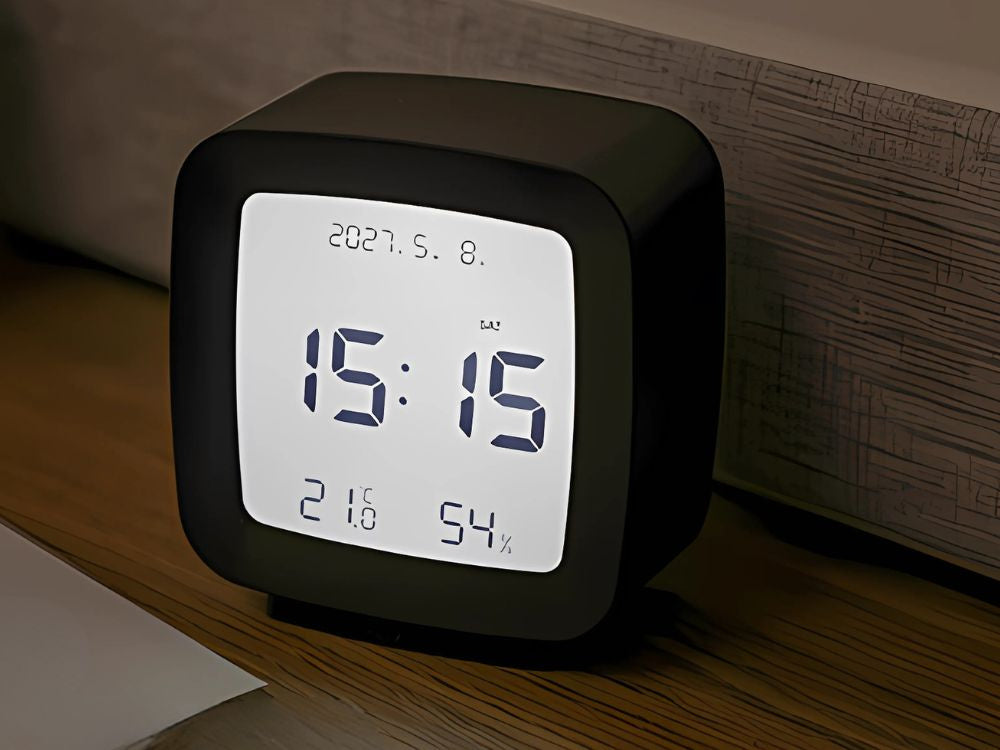 Modinātājs ar datumu un temperatūru, atlikšanas funkciju, LCD mitrums gaisā