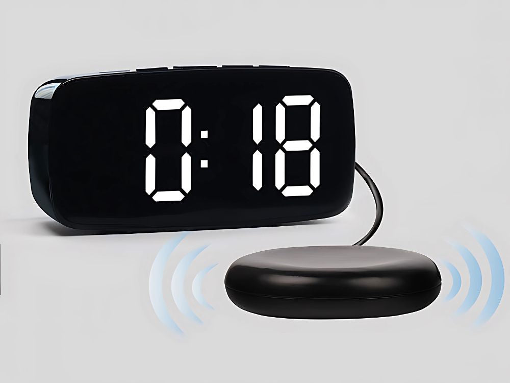 Elektronisks modinātājs ar vibrācijas spilventiņu, LED digitālais tīkla trauksmes signāls