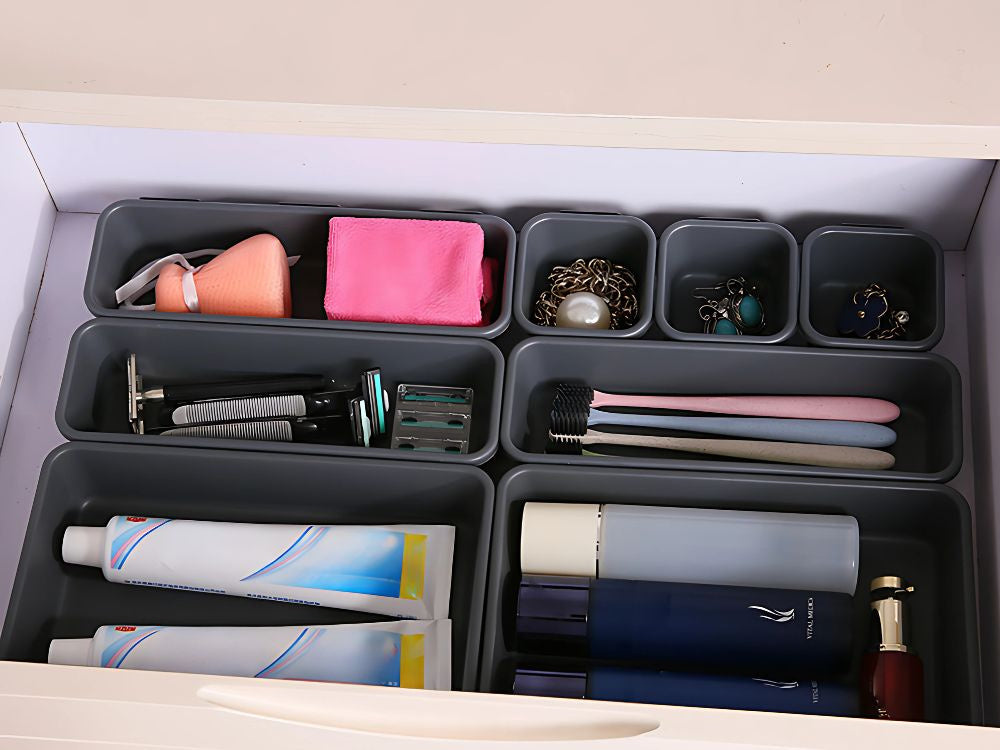 Organizatoru komplekts, 8 gab. nieciņu paplātes, plastmasas atvilktņu kastes