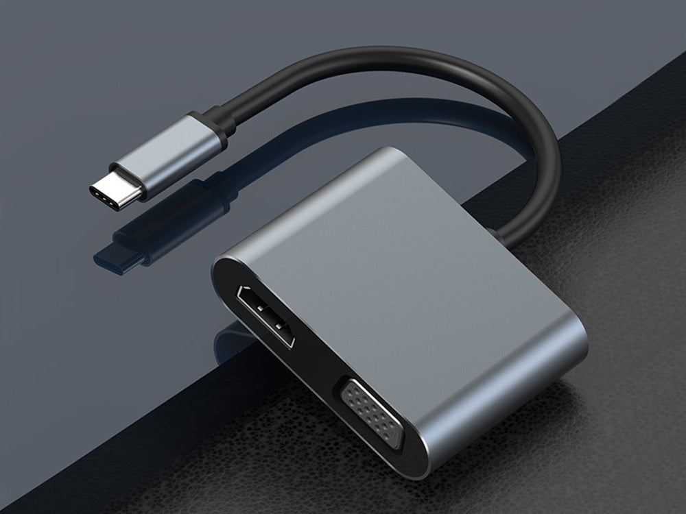 Adapteris USB-C uz HDMI 4K VGA centrmezgls USB 3.0 USB-C barošanas adapteris