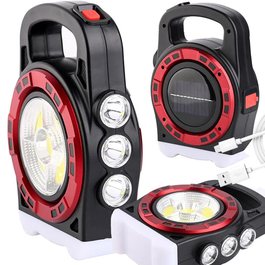 Pārnēsājams, uzlādējams saules lukturītis ar LED gaismas barošanas bloku, atstarotāja jaudu