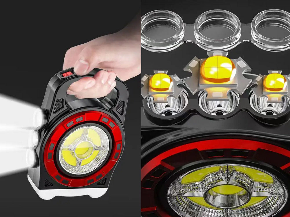 Pārnēsājams, uzlādējams saules lukturītis ar LED gaismas barošanas bloku, atstarotāja jaudu