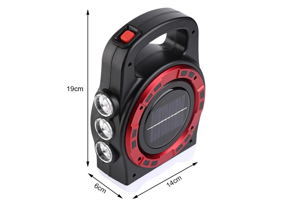 Pārnēsājams, uzlādējams saules lukturītis ar LED gaismas barošanas bloku, atstarotāja jaudu