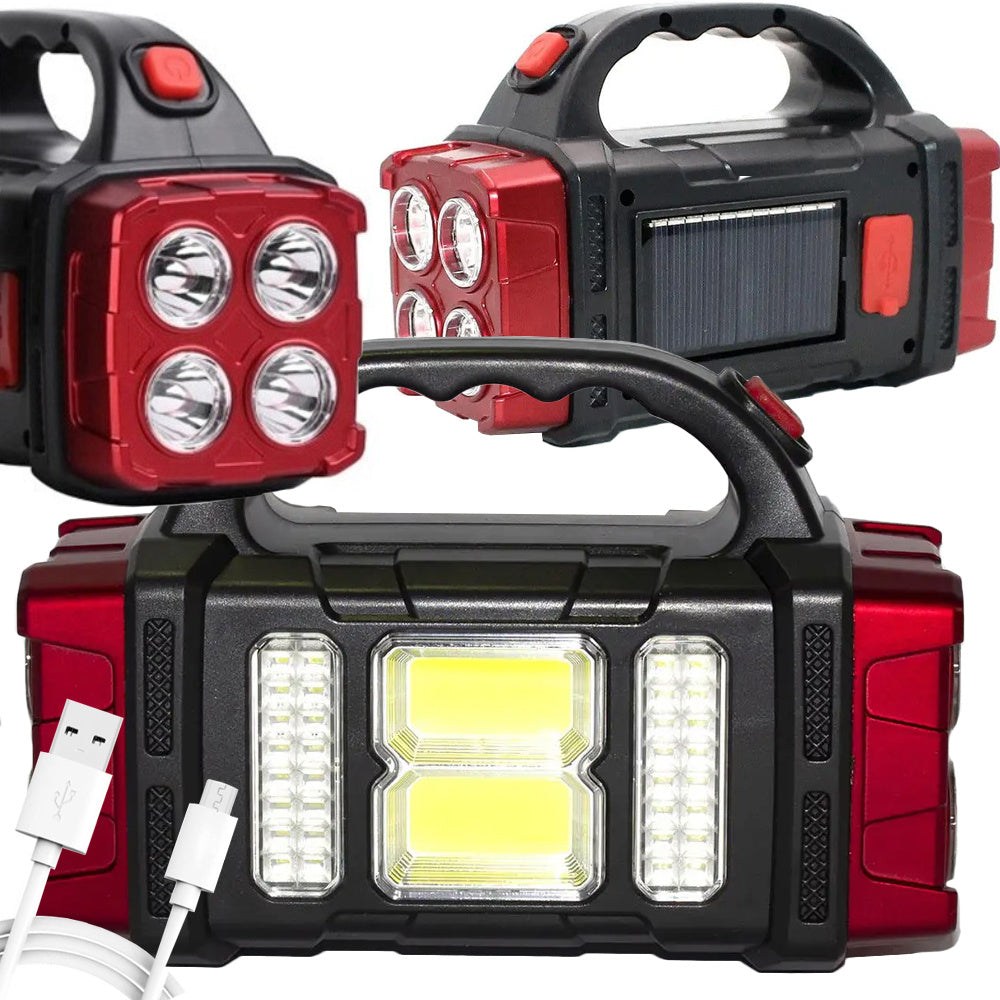 Pārnēsājams, uzlādējams saules lukturītis ar LED vālīšu prožektoru