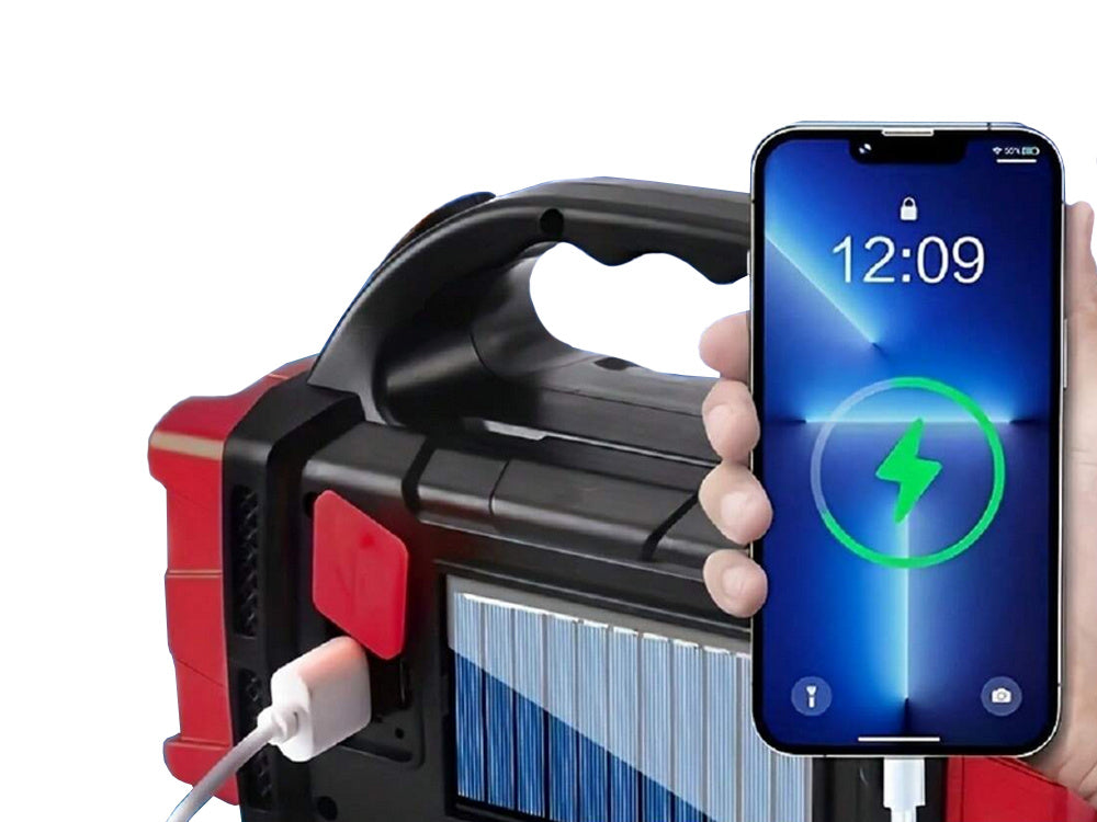 Pārnēsājams, uzlādējams saules lukturītis ar LED vālīšu prožektoru