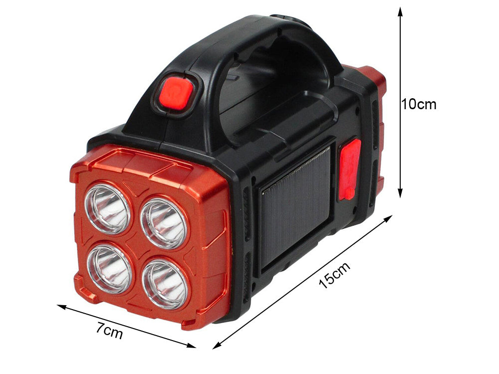 Pārnēsājams, uzlādējams saules lukturītis ar LED vālīšu prožektoru