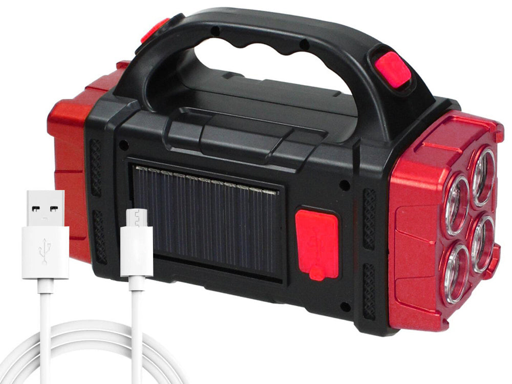 Pārnēsājams, uzlādējams saules lukturītis ar LED vālīšu prožektoru