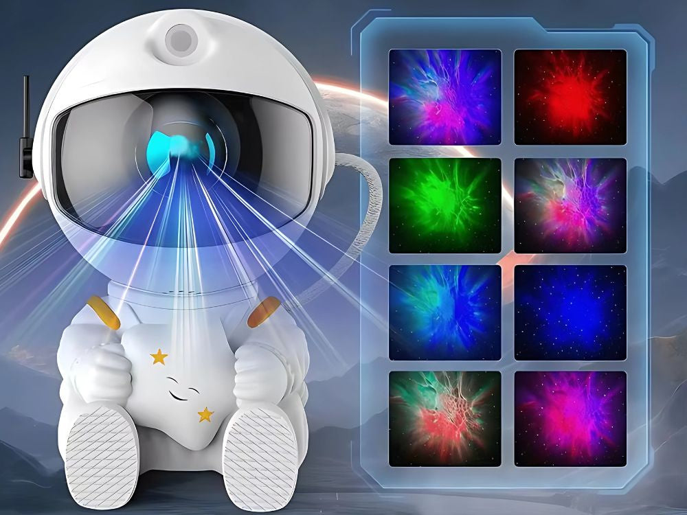 Zvaigžņu projektora astronautu galaktikas nakts gaismas debesu lāzera LED tālvadības pults