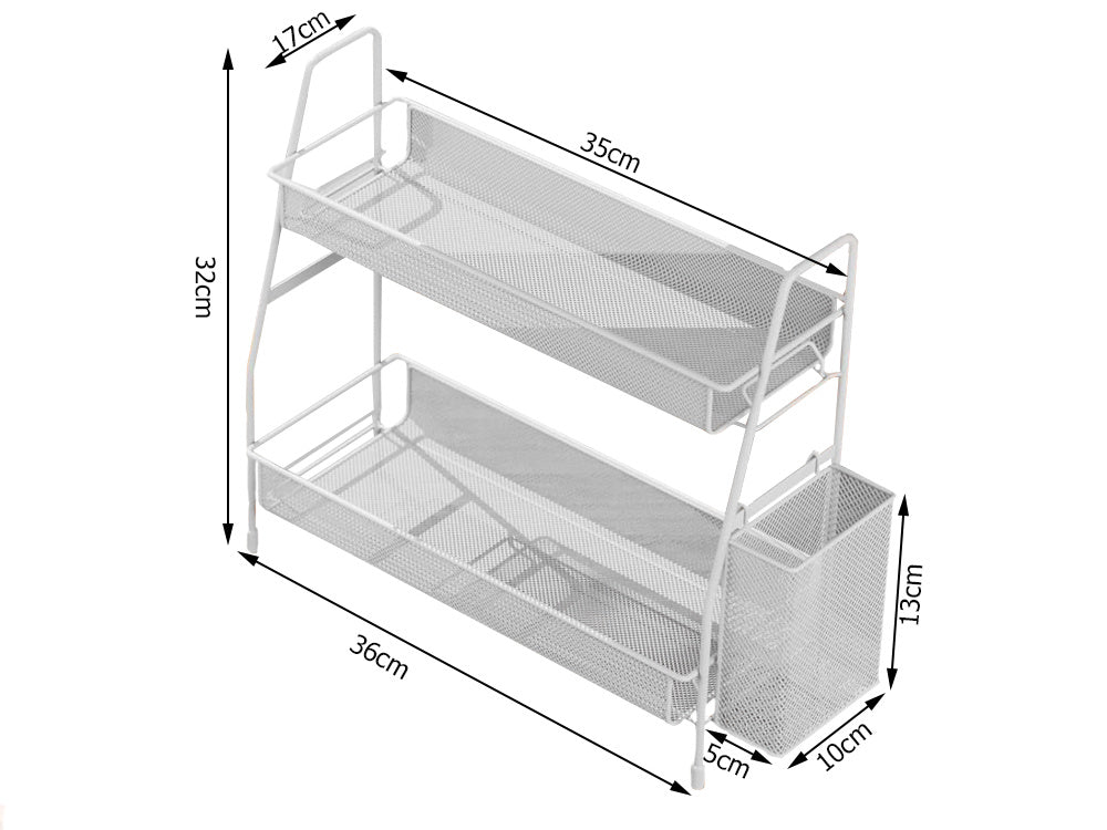 Virtuves plaukts bēniņu virtuves organizators divstāvu statīvs ar grozu