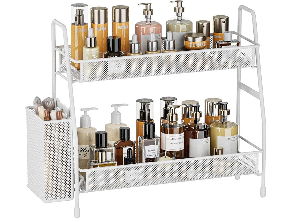 Virtuves plaukts bēniņu virtuves organizators divstāvu statīvs ar grozu