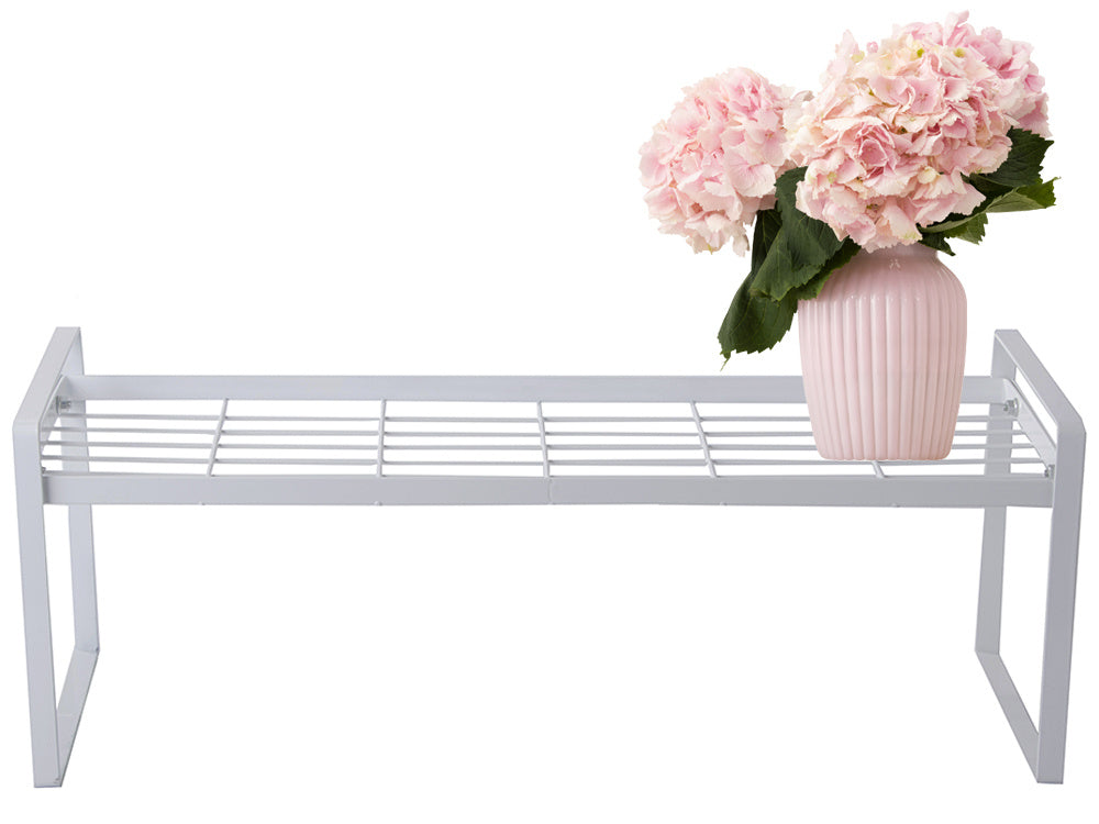 Metāla plaukts, vienlīmeņa virtuves organizatora statīvs, balts