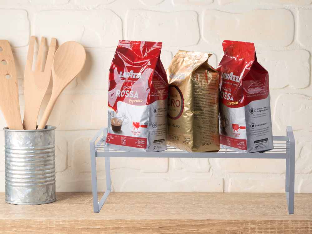 Metāla plaukts, vienlīmeņa virtuves organizatora statīvs, balts