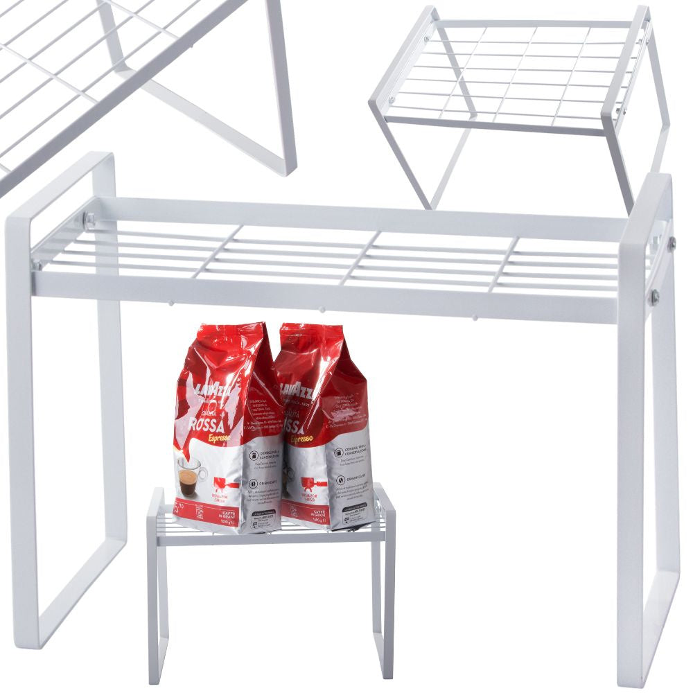 Vienlīmeņa metāla plaukts virtuves darba virsmai, virtuves organizatora bēniņu statīvs