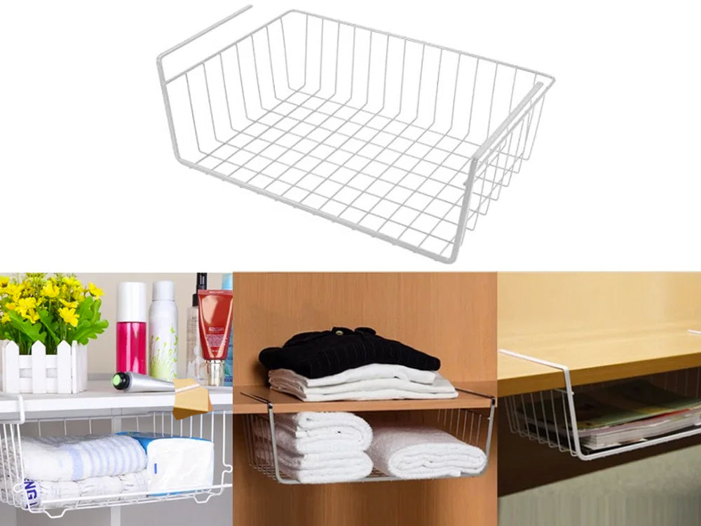 Piekarināms grozs zem plaukta metāla groza organizators virtuves grozs baltā krāsā