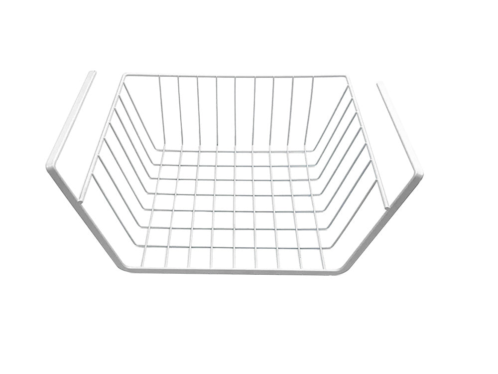 Piekarināms grozs zem plaukta metāla groza organizators virtuves grozs baltā krāsā