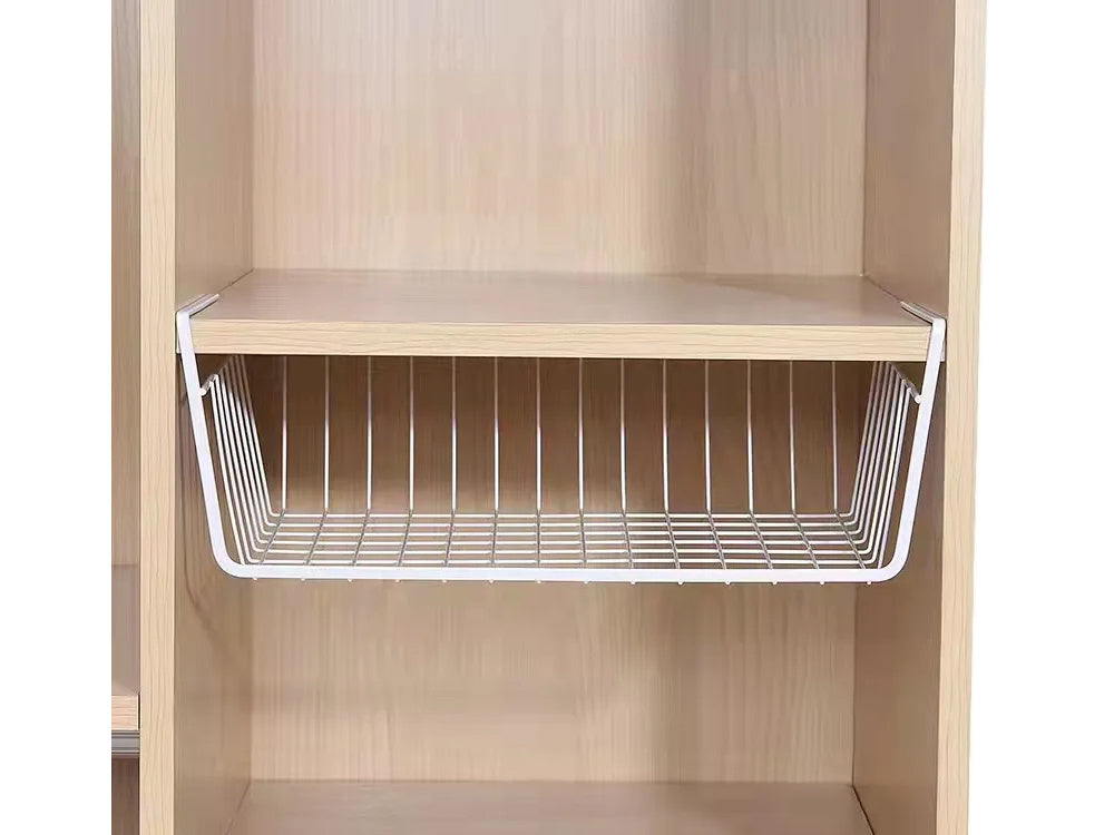 Piekarināms grozs zem plaukta metāla groza organizators virtuves grozs baltā krāsā