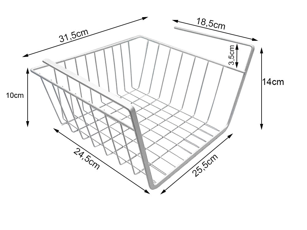 Piekarināms grozs zem plaukta metāla groza organizators virtuves grozs baltā krāsā