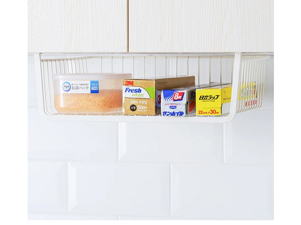 Piekarināms grozs zem plaukta metāla groza organizators virtuves grozs baltā krāsā