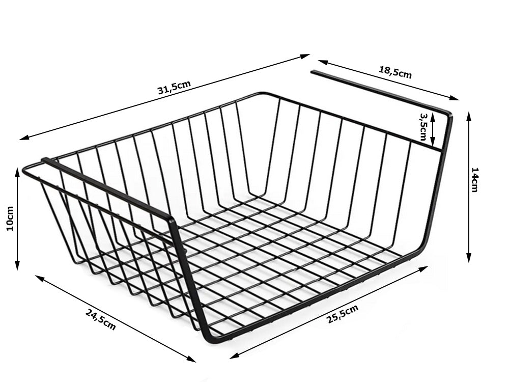 Piekarināms grozs zem plaukta metāla groza organizators virtuves grozs baltā krāsā