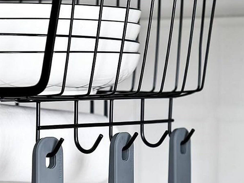 Metāla grozs zem skapīša virsmas ar 5 āķiem papīra turētājam