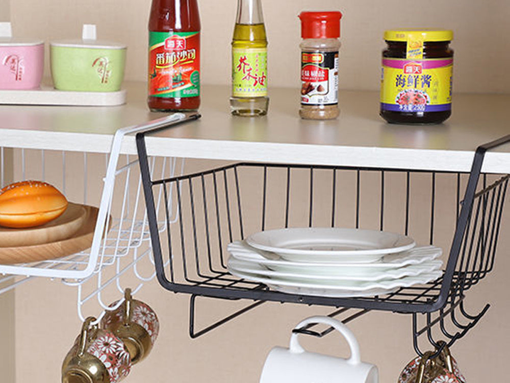 Metāla grozs zem skapīša virsmas ar 5 āķiem papīra turētājam