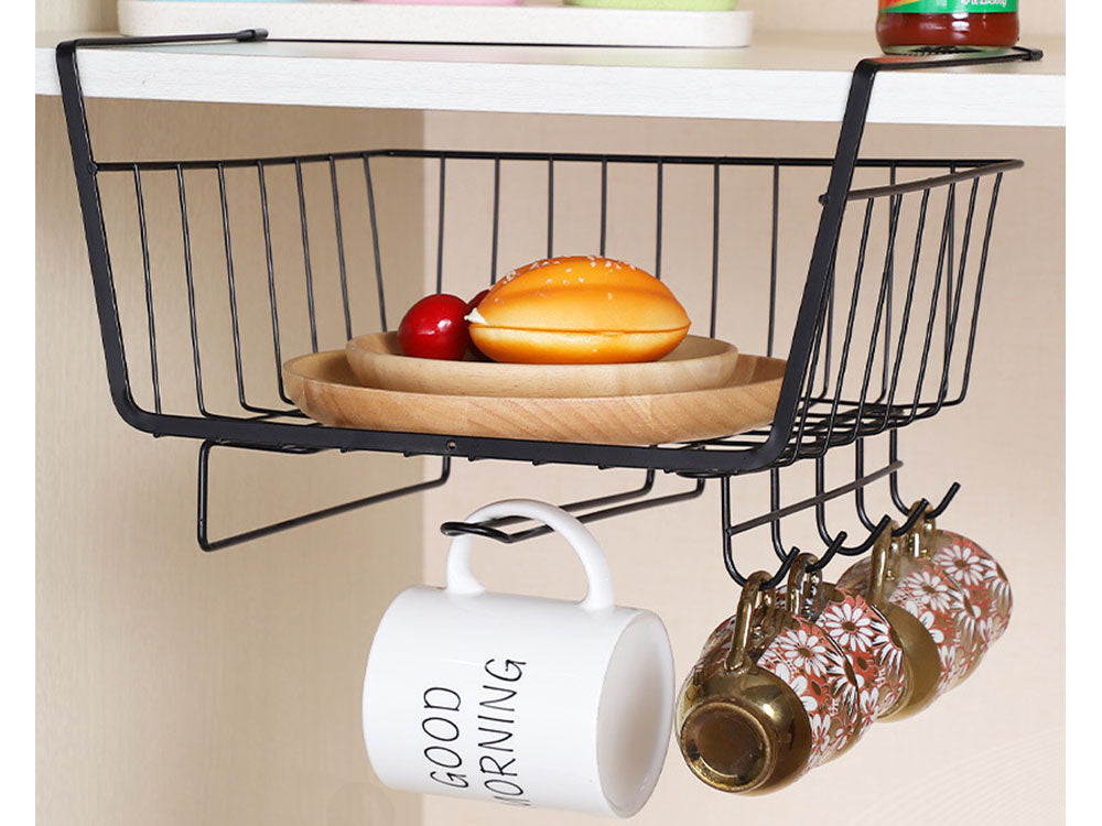 Metāla grozs zem skapīša virsmas ar 5 āķiem papīra turētājam