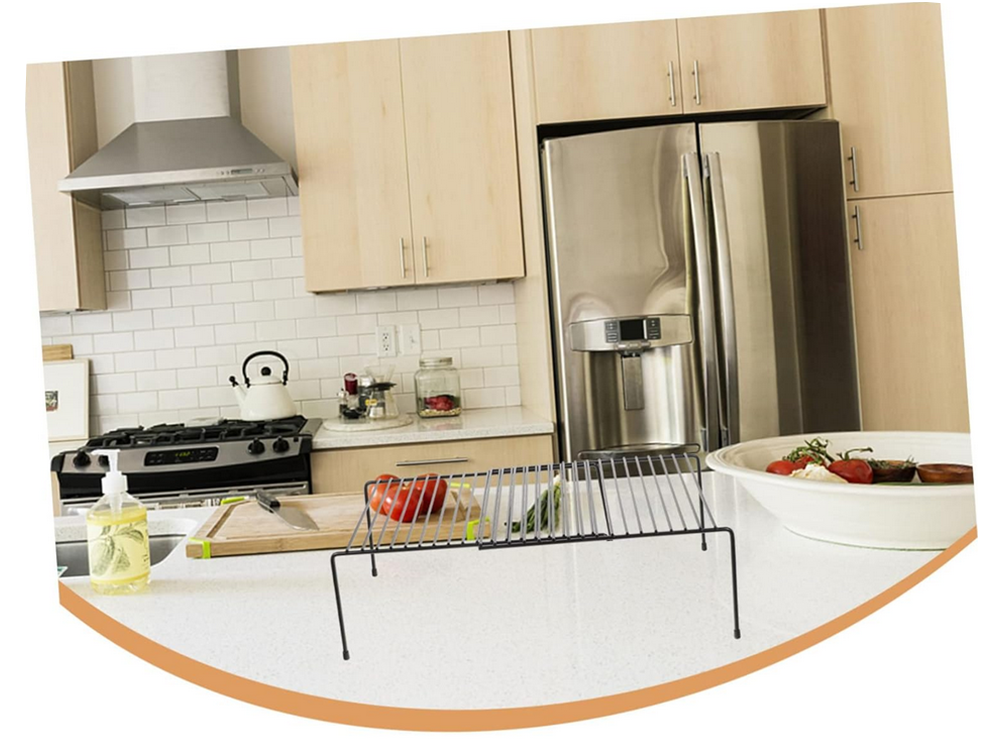 Metāla plaukts ar regulējamu platumu, paplašināms, virtuves organizatoram, melns